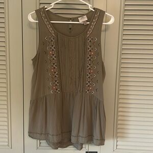 Olive Green Embroidered Boho Tunic